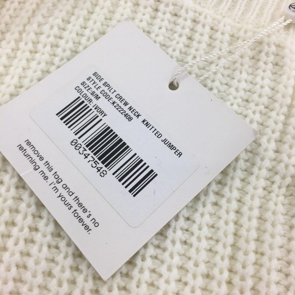 NWT Missguided Chunky Knit Side Slit Sweater S/M Womens Cream Ivory Oversized - Picture 5 of 8